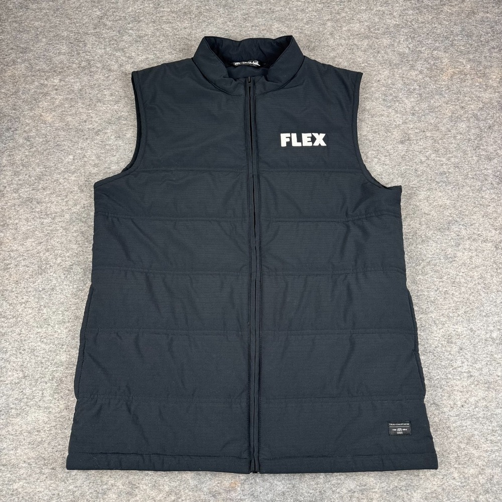 Travis‎ Mathew Golf Cold Bay Vest Puffer Full Zip FLEX Logo Black Mens Medium M